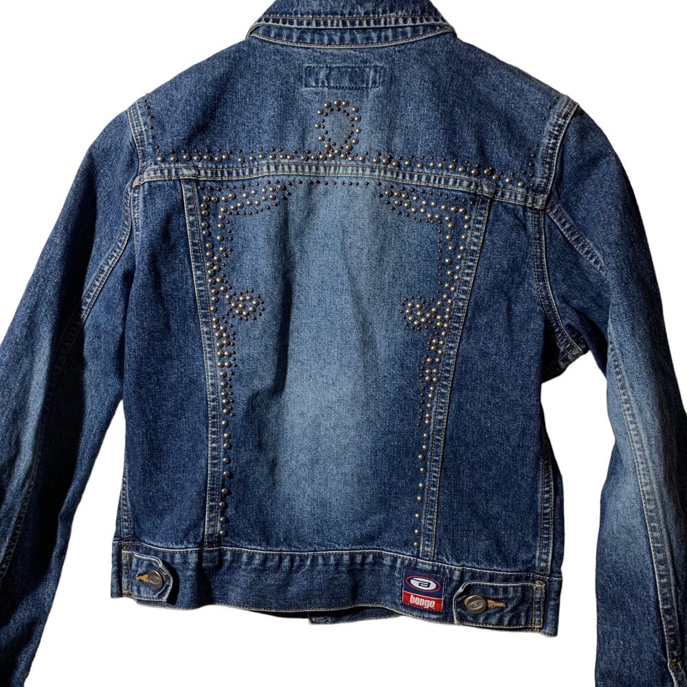 Vintage Bongo Denim Jean Jacket Stone Embellished Junior sz Med - Picture 2 of 11